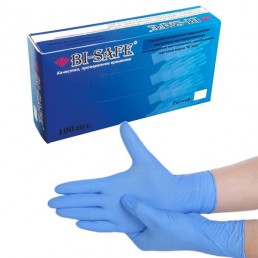 BI-SAFE Перчатки нитриловые неопудренные 100шт M Голубые