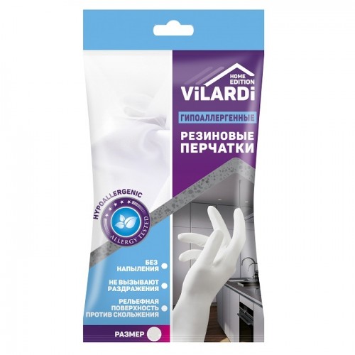 VILARDI Резиновые перчатки гипоаллергенные 1пара M