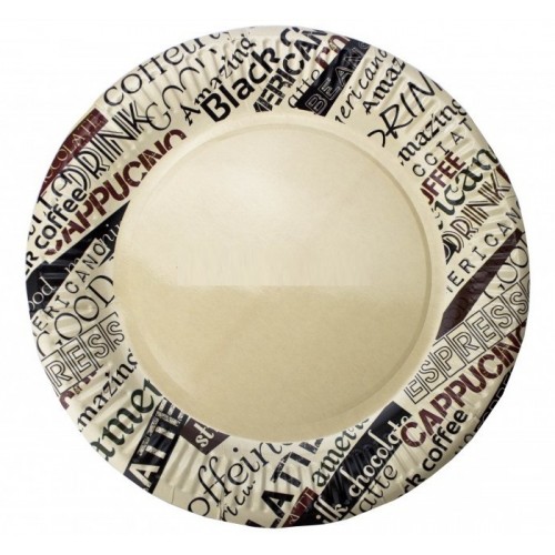Тарелка бумажная д-230мм 50шт Кофейные надписи