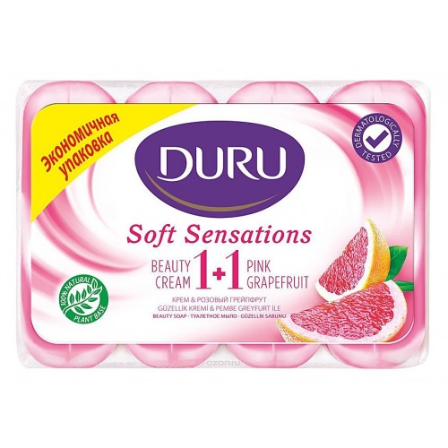 DURU Мыло туалетное 4х80г Розовый грейпфрут