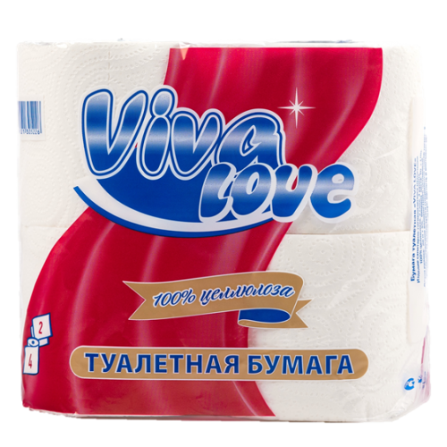 VIVA LOVE Туалетная бумага 2сл 4рул Белая