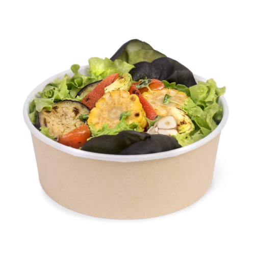 OSQ Контейнер бумажный круглый с пластиковой крышкой ROUND BOWL 1300мл Крафт