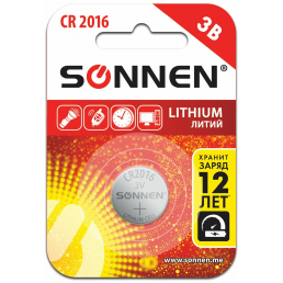 SONNEN Батарейка литиевая CR2016 1шт