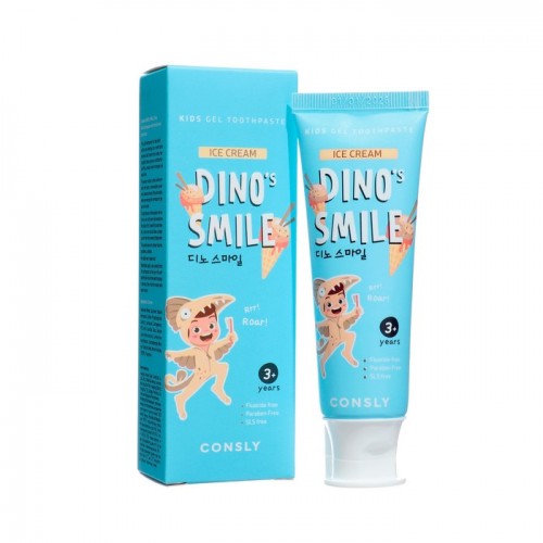 Детская гелевая зубная паста Consly DINO's SMILE c ксилитом и вкусом пломбира 60г Детская гелевая зубная паста Consly DINO's SMILE c ксилитом и вкусом пломбира 60г