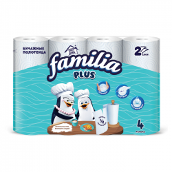 FAMILIA PLUS Полотенца бумажные 2сл 4рул Белые FAMILIA PLUS Полотенца бумажные 2сл 4рул Белые
