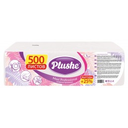 ПЛЮШЕ Салфетки бумажные 24х24см 1сл 500л Белые