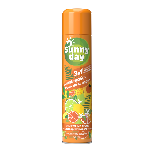 SUNNY DAY Освежитель воздуха 300мл Антитабак Сочный Цитрус SUNNY DAY Освежитель воздуха 300мл Антитабак Сочный Цитрус