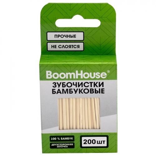 BOOMHOUSE Зубочистки бамбуковые в коробке 200шт BOOMHOUSE Зубочистки бамбуковые в коробке 200шт