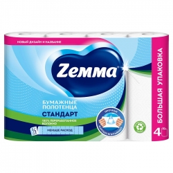 ZEMMA Полотенца бумажные 2сл 4рул ZEMMA Полотенца бумажные 2сл 4рул