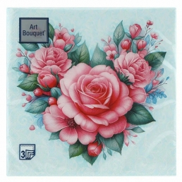 ART BOUQUET Салфетки бумажные 33х33см 3сл 20шт Сердечко с розами
