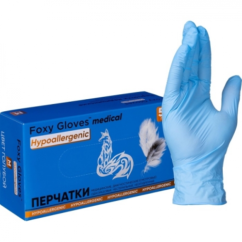 FOXY GLOVES Перчатки нитриловые неопудренные 100шт XL Голубые FOXY GLOVES Перчатки нитриловые неопудренные 100шт XL Голубые