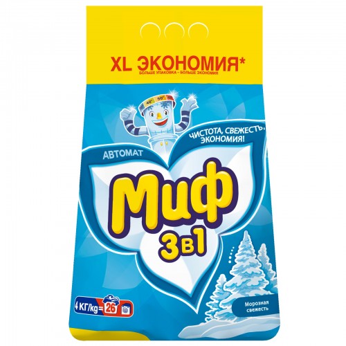 МИФ Стиральный порошок Автомат 4кг Морозная свежесть МИФ Стиральный порошок Автомат 4кг Морозная свежесть