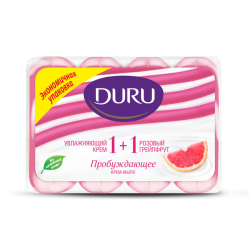 DURU Мыло туалетное 4х90г Крем и розовый грейпфрут