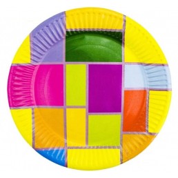 Тарелка бумажная д-180мм 50шт Цветное Рандеву