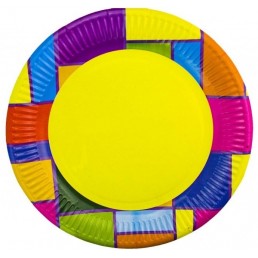 Тарелка бумажная д-230мм 50шт Цветное Рандеву