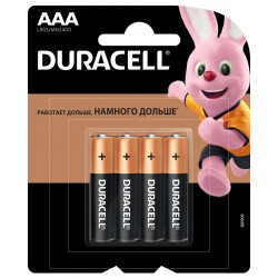 DURACELL Батарейки алкалиновые ААА LR03 1.5V 4шт
