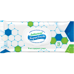 SuperFresh Влажные салфетки 72шт Антибактериальные